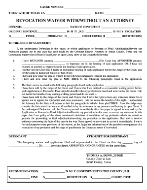 Texas Revocation Waiver Form