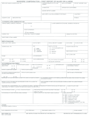 South Carolina Workers' Compensation First Report of Injury or Illness