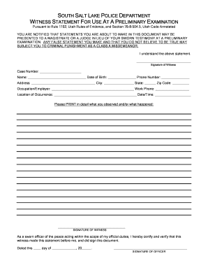 Witness Statement for Preliminary Examination