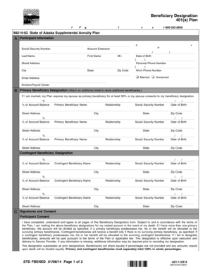 Alaska 401(a) Plan Beneficiary Designation Form