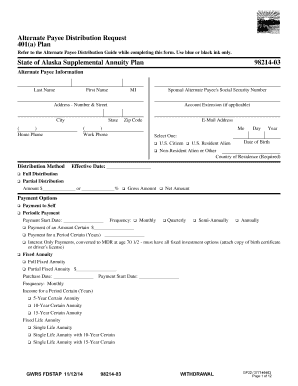 Alternate Payee Distribution Request Form