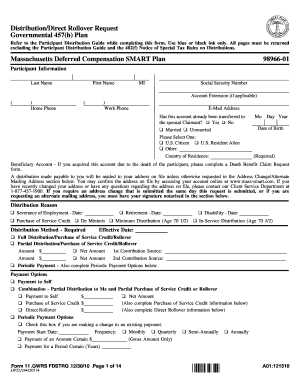 Massachusetts 457(b) Plan Distribution/Direct Rollover Request