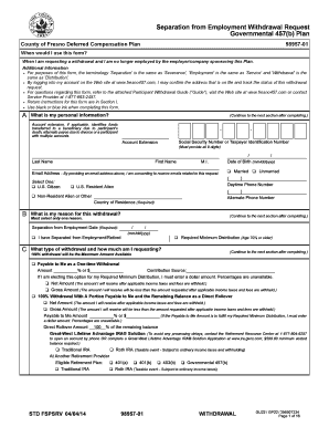 County of Fresno Deferred Compensation Plan 98957-01 Withdrawal Request