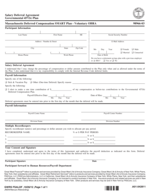 Massachusetts 457(b) Salary Deferral Agreement