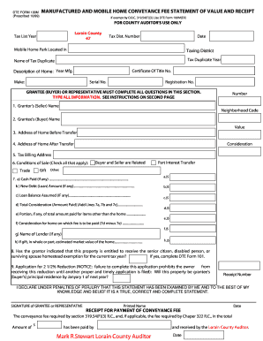 Ohio Manufactured Home Conveyance Fee Statement