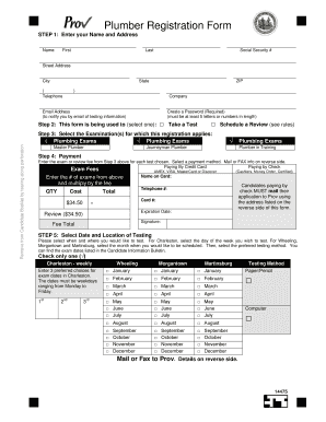 West Virginia Plumber Registration Form