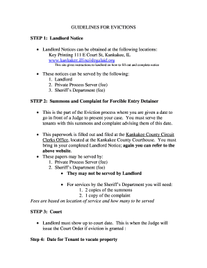 Fillable Online GUIDELINES FOR EVICTIONS Fax Email Print - pdfFiller