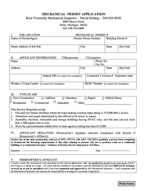 Michigan Mechanical Permit Application