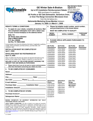 GE Winter Sale-A-Bration Appliances Rebate Form