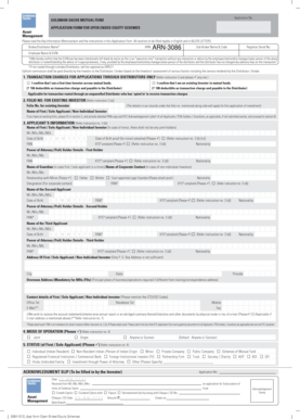 Goldman Sachs Mutual Fund Application Form
