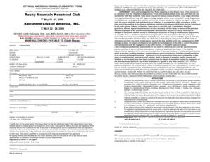 American Kennel Club Dog Show Entry Form