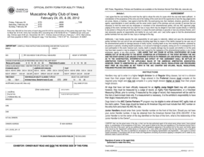 AKC Agility Trial Entry Form