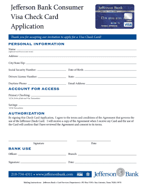 Visa Check Card Application