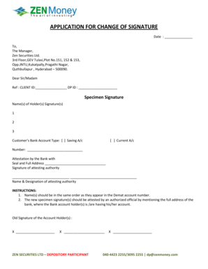 Application for Change of Signature
