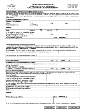 Feuille de demande de remboursement TRICARE Overseas
