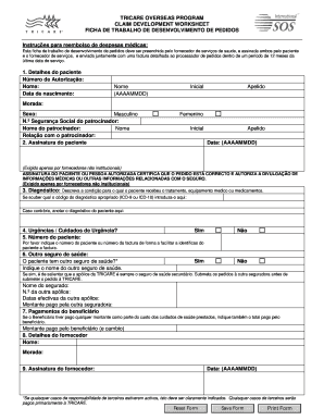 TRICARE Overseas Claim Development Worksheet