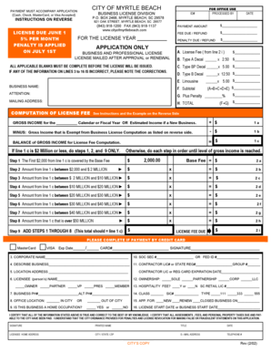 Myrtle Beach Business License Application