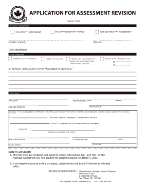 Application for Assessment Revision