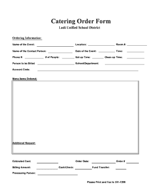 20 Printable Catering Order Forms Templates Fillable Samples In Pdf Word To Download Pdffiller