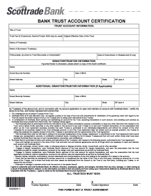 Bank Trust Account Certification