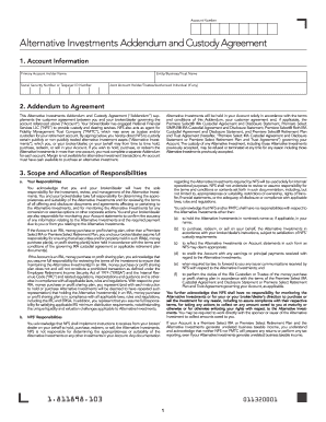 Alternative Investments Addendum and Custody Agreement
