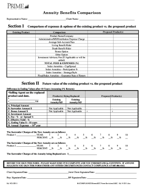 Annuity Benefits Comparison Form