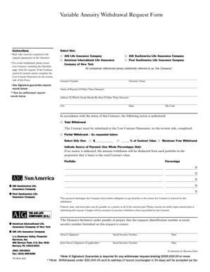 Variable Annuity Withdrawal Request Form