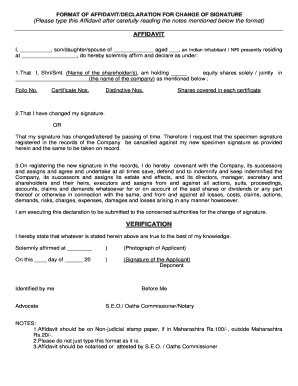 Change of Signature Affidavit