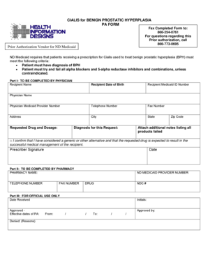 ND Medicaid Cialis Prior Authorization Form