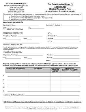 Medicaid Prior Authorization Form for Children