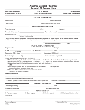 Alabama Medicaid Synagis PA Request Form