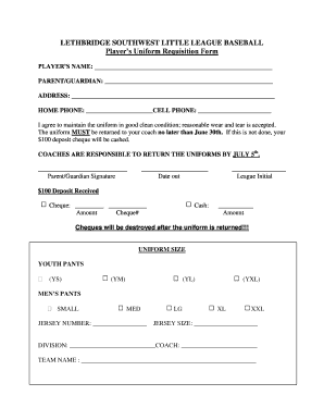 uniform requisition form