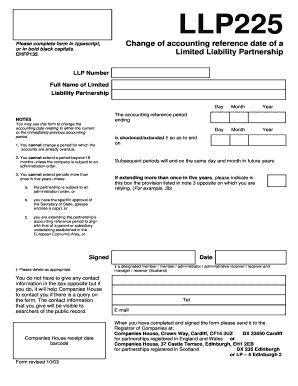 UK LLP Accounting Reference Date Change Form