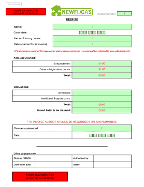 Respite Care Invoice