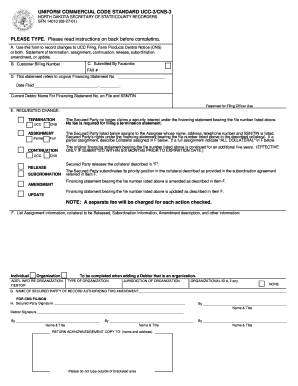 North Dakota UCC-3/CNS-3 Form