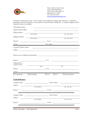 Eclipse Advantage Credit Application