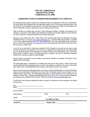 City of Carbondale Water, Sewer, Refuse Service Connect Form