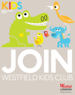 Westfield Kids Club Application Form