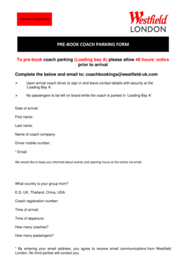 Coach Parking Pre-Booking Form