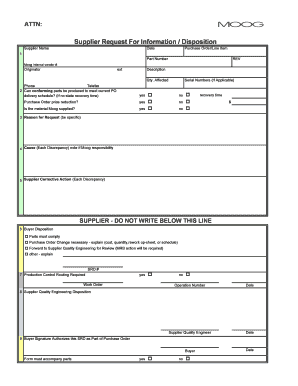Supplier Request For Information / Disposition Form