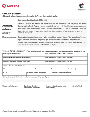 Formulaire d’adhésion Régime de réinvestissement des dividendes de Rogers Communications Inc.