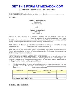 Debt Payment Extension Agreement