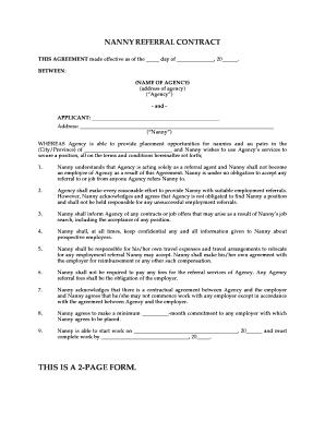 Nanny Referral Contract