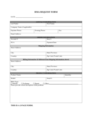 RMA Request Form