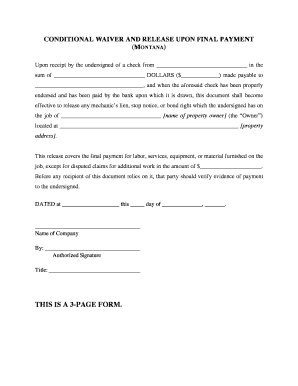 Conditional Waiver and Release Upon Final Payment