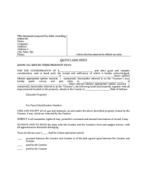 Indiana Quitclaim Deed