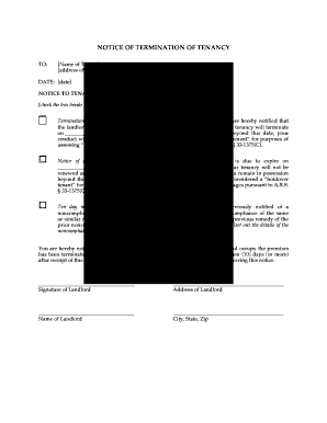 Notice of Termination of Tenancy