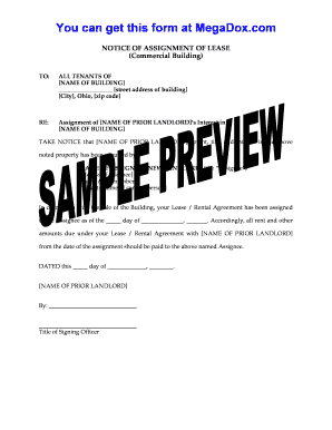 Notice of Assignment of Lease