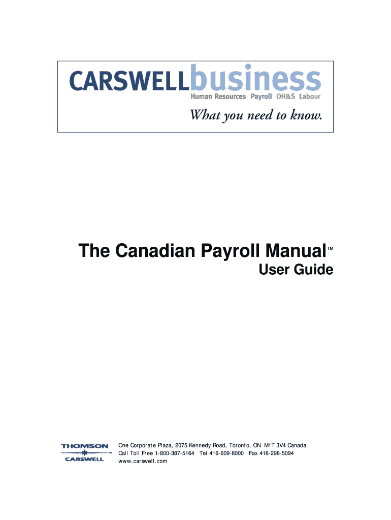 Fillable Online The Canadian Payroll Manual Fax Email Print pdfFiller