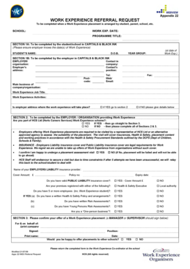 Work Experience Referral Request